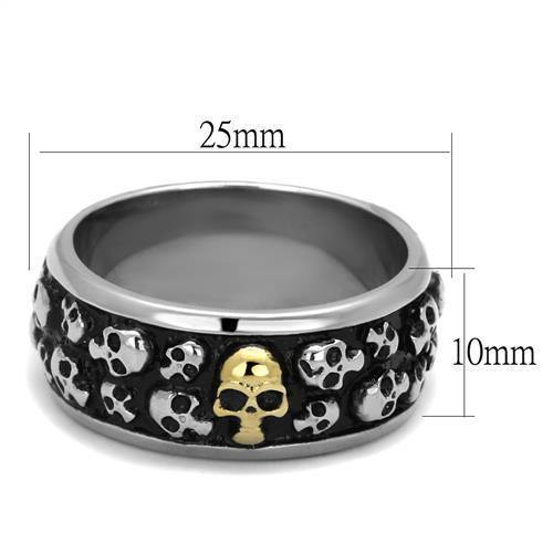 New! Two-toned Wall of Skulls Stainless Steel Ring Band - Rebel Stones