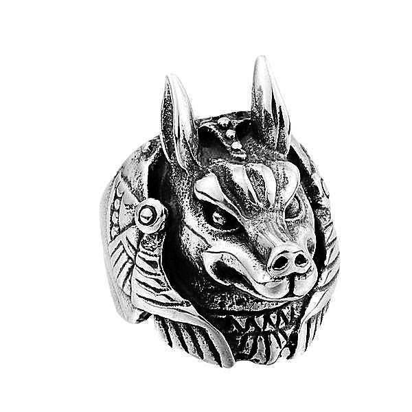 'Anubis' Egyptian Guardian of the Dead 316L Stainless Steel Men's Ring - Rebel Stones