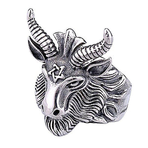 Goat's Head Sigil of 'Baphomet' 316L Stainless Steel Men's Ring - Rebel Stones