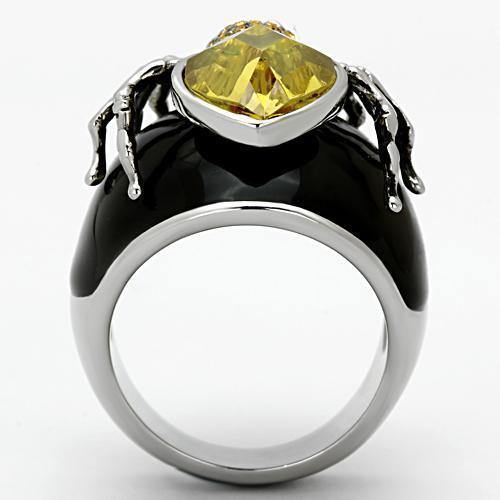New! Heart of Gold Spider Black Enamel and Stainless Steel Ring - Rebel Stones