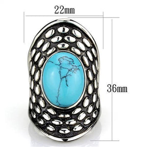 New! Turquoise Fan Stainless Steel Ring - Rebel Stones
