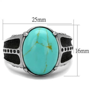 New! Black and "Turquoise" Stone Stainless Steel Ring - Rebel Stones