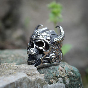 Men's Cool Silver Color 316L Stainless Steel Viking Warrior Skull Rings Mens Punk Nordic God of War Biker Jewelry - Rebel Stones