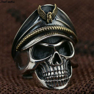 Eagle Cap copper men Punk Skull Ring - Rebel Stones