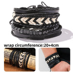Black and White 5pcs Leather Wrap Shamballa Bracelets Set - Rebel Stones