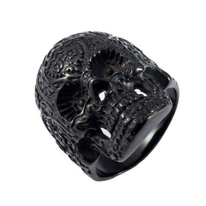 316L Stainless Steel Skull Ring For Men Biker Style Black Gold Color Ring - Rebel Stones
