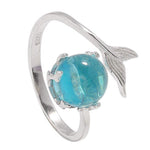 Blue Crystal Mermaid Stone Adjustable Rings For Women Jewelry - Rebel Stones