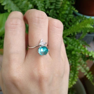 Blue Crystal Mermaid Stone Adjustable Rings For Women Jewelry - Rebel Stones