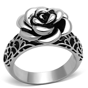 New! Stainless Steel Dark Rose Ring - Rebel Stones