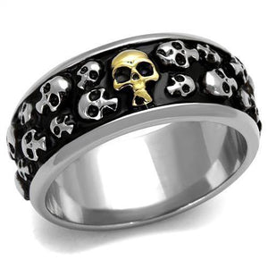 New! Two-toned Wall of Skulls Stainless Steel Ring Band - Rebel Stones
