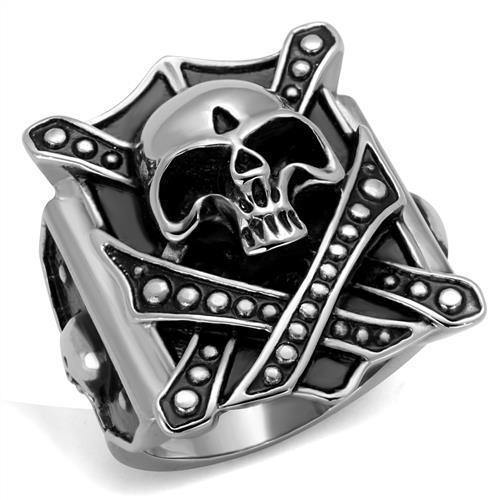 New! Rebel Skull Stainless Steel Ring - Rebel Stones