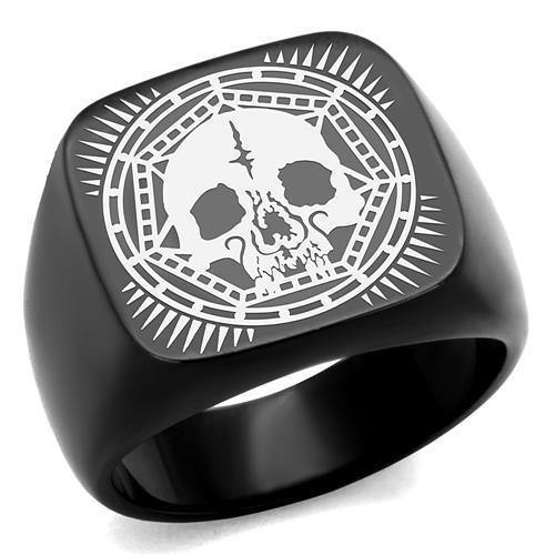 New!! Black Skull Mandala Stainless Steel Ring - Rebel Stones