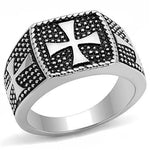 New! Maltese Cross Embellished Stainless Steel Ring Band - Rebel Stones